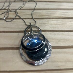 Silver Necklace with Blue Pendant